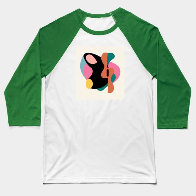 Organic Colorful Abstraction Baseball T-Shirt by JuncaArtPrints